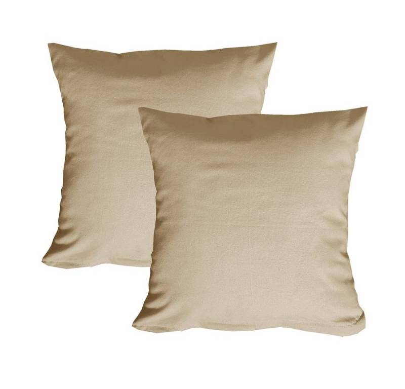 Casa Colori Kissenbezug 2er Set Kissenbezug 100% Baumwolle, (2 Stück), 2er Set Kissenhülle Taupe 40x80 cm von Casa Colori