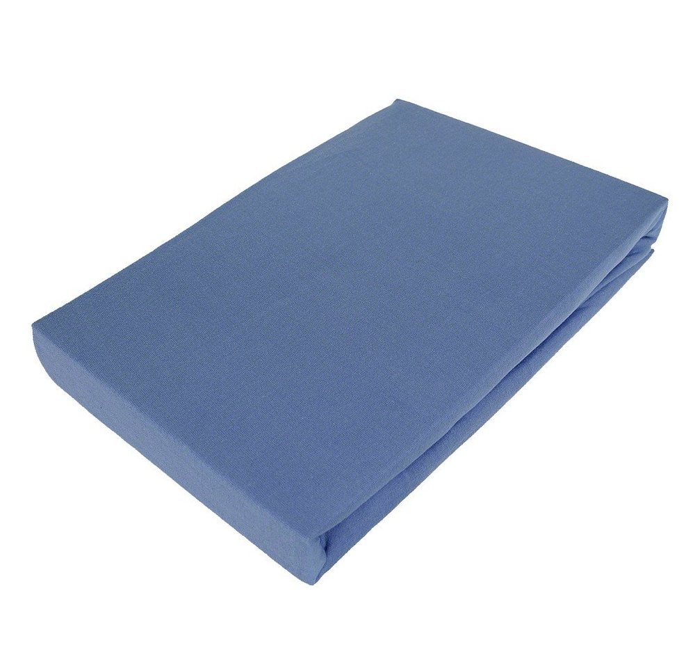 Spannbettlaken Jersey 90/140/180x200 cm Baumwolle Blau, Casa Colori, 100% Baumwolle, Gummizug: rundum, (1 Stück), 30er Steghöhe von Casa Colori