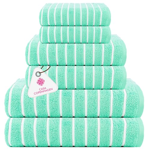 Casa Copenhagen Ecstatic 6-teiliges Handtuch-Set – Aquablau, 600 g/m², 2 Badetücher, 2 Handtücher, 2 Waschlappen aus weicher ägyptischer Baumwolle für Badezimmer, Küche und Dusche von Casa Copenhagen