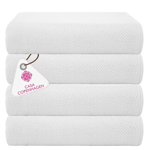 Casa Copenhagen Popcorn Textured 4 teiliges Badetücher Set - Weiß, 550 g/m², 4 teiliges Badetücher, Baumwolle Handtüchern Rau und zäh Einsatz, Geschenkset für Badezimmer von Casa Copenhagen