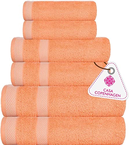 Casa Copenhagen Solitaire 6-teiliges Handtuch-Set – Malibu Peach, 600 g/m². 2 Badetücher, 2 Handtücher, 2 Waschlappen aus weicher ägyptischer Baumwolle für Badezimmer, Küche und Dusche von Casa Copenhagen