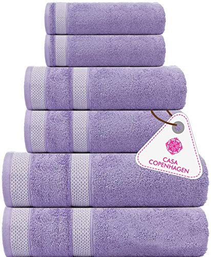 Casa Copenhagen Solitaire-Handtuchset, entworfen in Dänemark, 600 g/m², Hotel & Spa, Küche & Bad, ägyptische Baumwolle, 6-teiliges Set mit 2 Badetüchern, 2 Handtüchern, 2 Waschlappen – LILA Rose von Casa Copenhagen