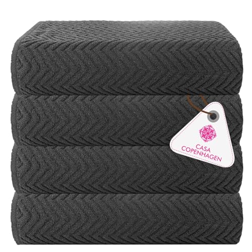 Casa Copenhagen Wave Textured 4 teiliges Badetücher Set - Kieferngrau, 550 g/m², 4 teiliges Badetücher, Baumwolle Handtüchern Rau und zäh Einsatz, Geschenkset für Badezimmer von Casa Copenhagen