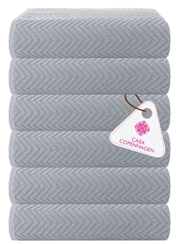 Casa Copenhagen Wave Textured 6 teiliges Klein Badetücher Set - Grau Violett, 550 g/m², 6 teiliges Klein Badetücher, Baumwolle Handtüchern Rau und zäh Einsatz, Geschenkset für Badezimmer von Casa Copenhagen