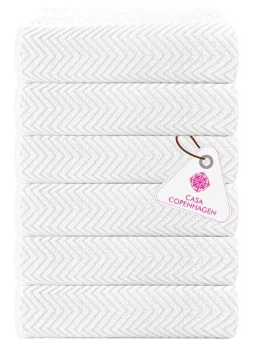 Casa Copenhagen Wave Textured 6 teiliges Klein Badetücher Set - Weiß, 550 g/m², 6 teiliges Klein Badetücher, Baumwolle Handtüchern Rau und zäh Einsatz, Geschenkset für Badezimmer von Casa Copenhagen