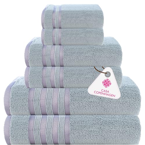 Casa Copenhagen Zero Twist, 6-teiliges Handtuch Set 100% Baumwolle, Grauviolett, 600 g/m², 2Bad, 2Hand, 2 Waschlappen aus ägyptischer Baumwolle, ultraweiche Luxushandtücher für Hotel, Spa, Küche von Casa Copenhagen