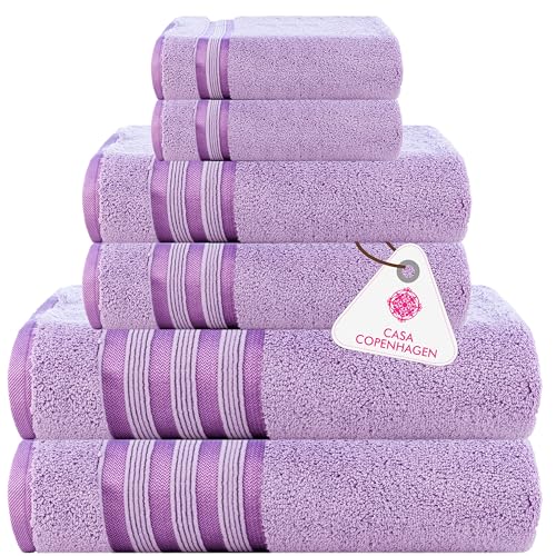 Casa Copenhagen Zero Twist, 6-teiliges Handtuch Set 100% Baumwolle, Lila Rose, 600 g/m², 2Bad, 2Hand, 2 Waschlappen aus ägyptischer Baumwolle, ultraweiche Luxushandtücher für Hotel, Spa, Küche von Casa Copenhagen