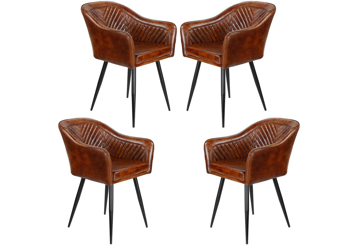 Casa Moro Armlehnstuhl Ledersessel Lederstuhl Braun (Mengen Auswahl 1 Sessel, 2er, 4er & 6er Set), bequemer Polstersessel Polsterstuhl von Casa Moro