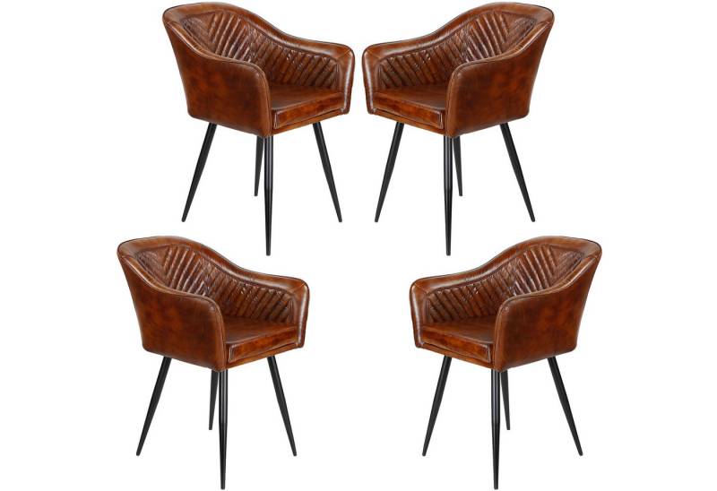 Casa Moro Armlehnstuhl Ledersessel Lederstuhl Braun (Mengen Auswahl 1 Sessel, 2er, 4er & 6er Set), bequemer Polstersessel Polsterstuhl von Casa Moro