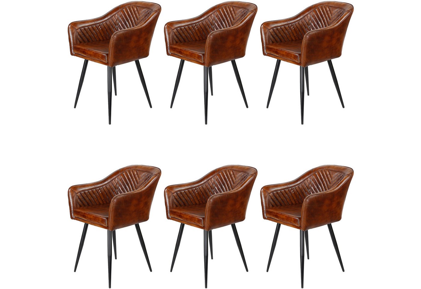 Casa Moro Armlehnstuhl Ledersessel Lederstuhl Braun (Mengen Auswahl 1 Sessel, 2er, 4er & 6er Set), bequemer Polstersessel Polsterstuhl von Casa Moro