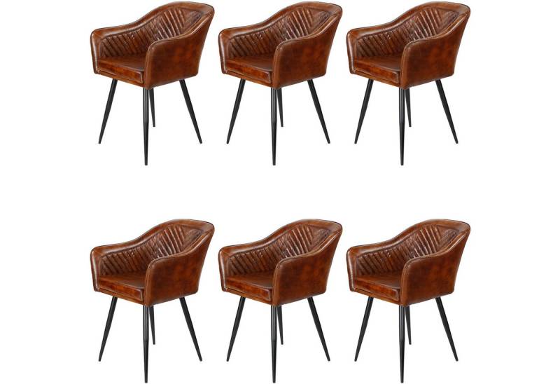 Casa Moro Armlehnstuhl Ledersessel Lederstuhl Braun (Mengen Auswahl 1 Sessel, 2er, 4er & 6er Set), bequemer Polstersessel Polsterstuhl von Casa Moro