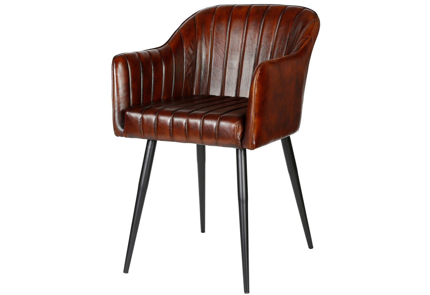 Casa Moro Armlehnstuhl Lederstuhl mit Armlehnen – Polsterstuhl – Esszimmerstuhl, Echtleder in Antikbraun von Casa Moro