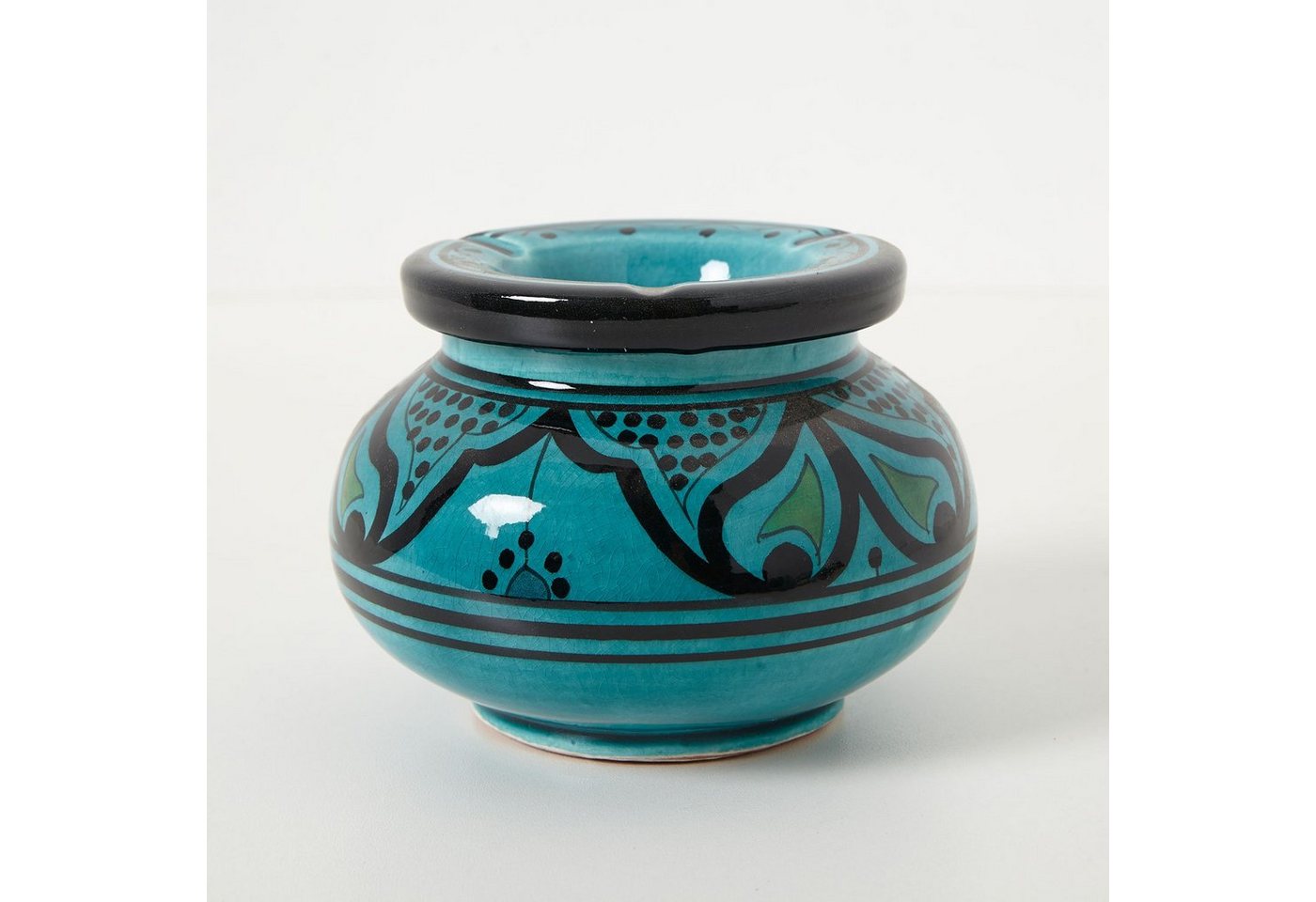Casa Moro Aschenbecher Marokkanischer Keramik Aschenbecher Windaschenbecher handgetöpfert, handbemalt, Kunsthandwerk aus Marrakesch von Casa Moro