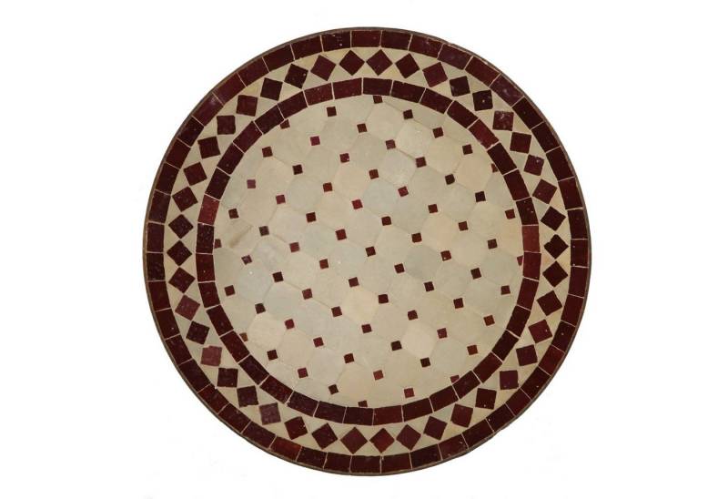 Casa Moro Beistelltisch Marokkanischer Mosaik-Beistelltisch Ø 45 cm rund Bordeaux Terrakotta (Bistrotisch kleiner Gartentisch Balkontisch), Mosaiktisch mit Gestell Höhe 50 cm Marokko, MT2993 von Casa Moro