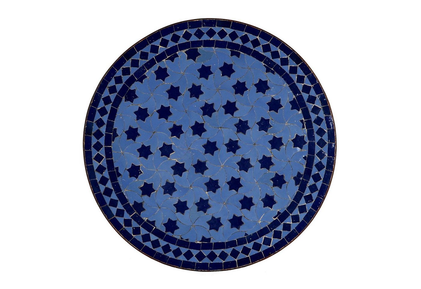 Casa Moro Beistelltisch Mediterraner Mosaiktisch Ø 60 cm rund Marine-blau glasiert, (Dekorativer Bistrotisch, mit Gestell H 73 cm), Kunsthandwerk aus Marokko, Mosaik Gartentisch Beistelltisch MT2038 von Casa Moro