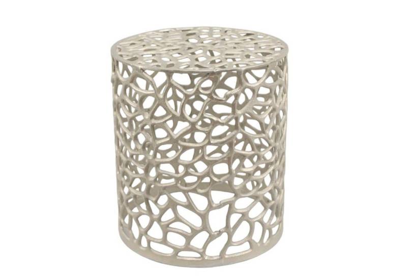 Casa Moro Beistelltisch Metall Tisch Dila Silber rund Designer Couchtisch Sofatisch (im 2er Set oder einzeln, aus Aluminium handgegossen), Kunsthandwerk von Casa Moro