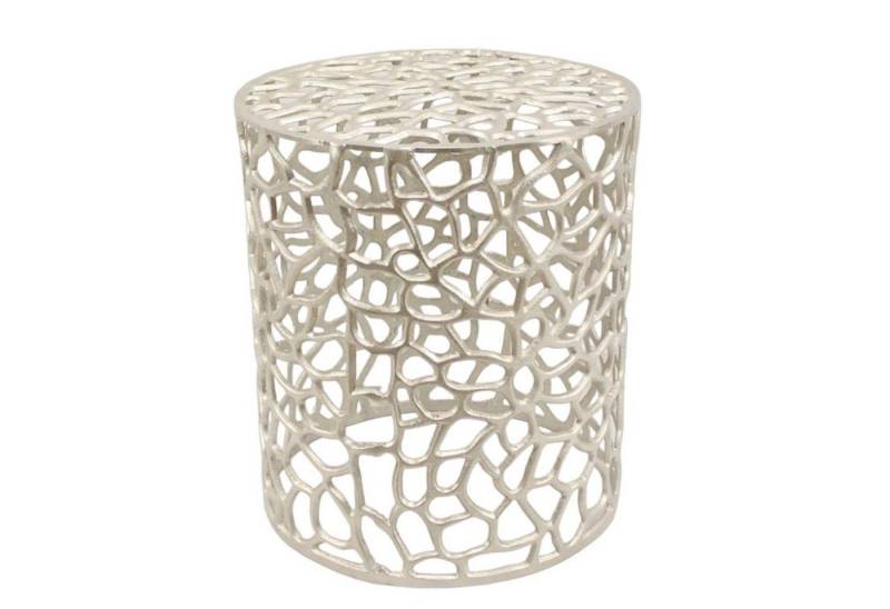 Casa Moro Beistelltisch Metall Tisch Dila Silber rund Designer Couchtisch Sofatisch (im 2er Set oder einzeln, aus Aluminium handgegossen), Kunsthandwerk von Casa Moro