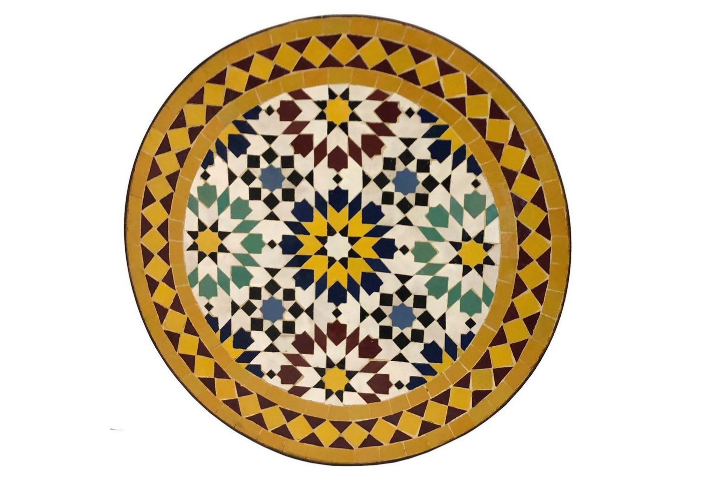 Casa Moro Beistelltisch Mosaik Beistelltisch Ø45cm Ankabut Gelb mit Eisen-Gestell (Höhe 50 cm, kleiner Mosaiktisch Couchtisch rund, Mediterraner Gartentisch Sofatisch Balkontisch MT2998), Kunsthandwerk aus Marokko von Casa Moro