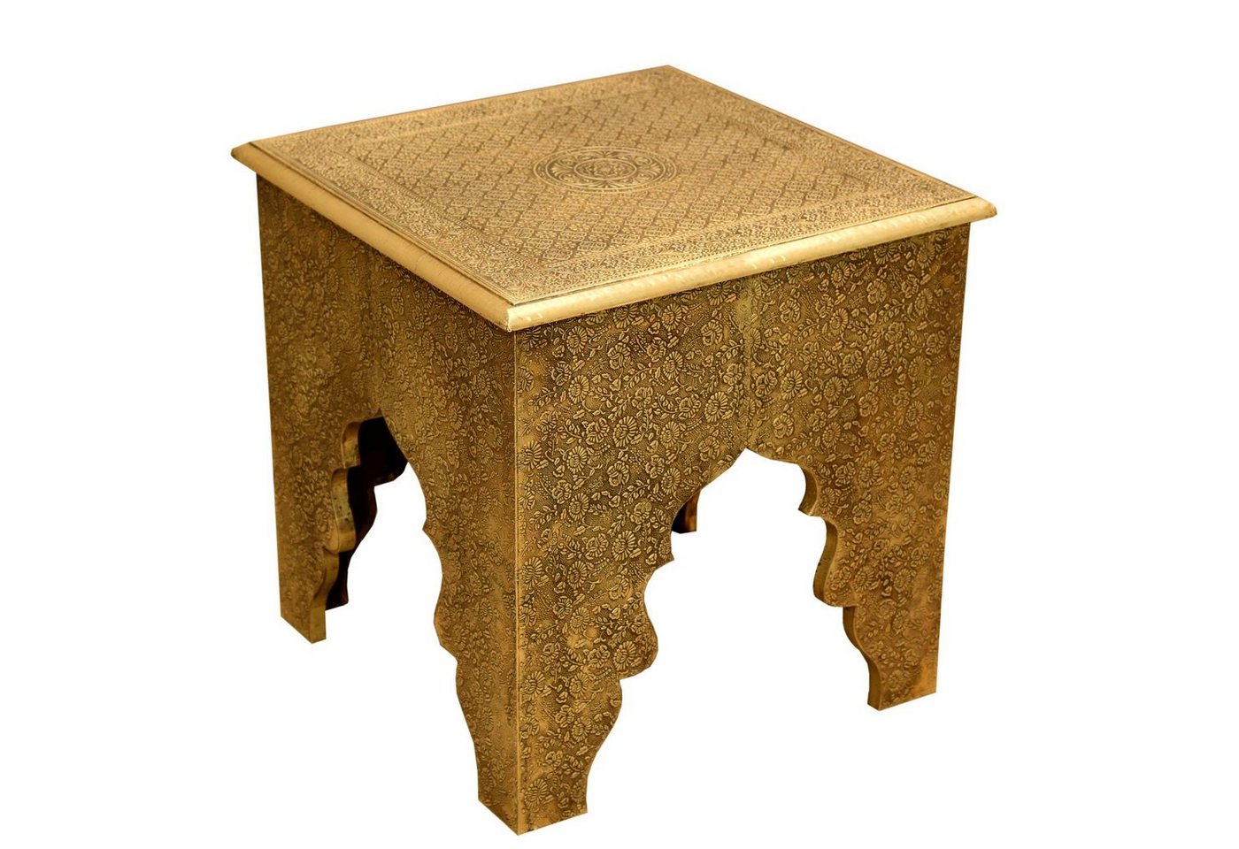 Casa Moro Beistelltisch Orientalischer Couchtisch Ilias Ø 46 cm - Höhe 46cm (1-St., mit filigranen Messing komplett verkleidet), in Antik-Gold Look Vintage Sofatisch von Casa Moro