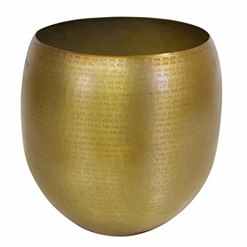 Casa Moro Blumentopf Vega Gold L 36x36 cm rund Aluminium Hammerschlag Luxus Metall Übertopf Boho Pflanzkübel Designer Blumen-Kübel ABK702 von Casa Moro