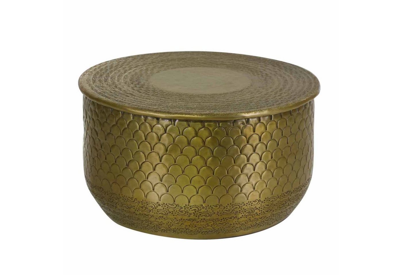 Casa Moro Couchtisch Orientalischer Beistelltisch Alava Gold rund (Einzeln in den Größen M, L, XL oder im Set, Couchtisch mit Hammerschlag verziert), Kunsthandwerk - mit Hammerschlag verziert von Casa Moro