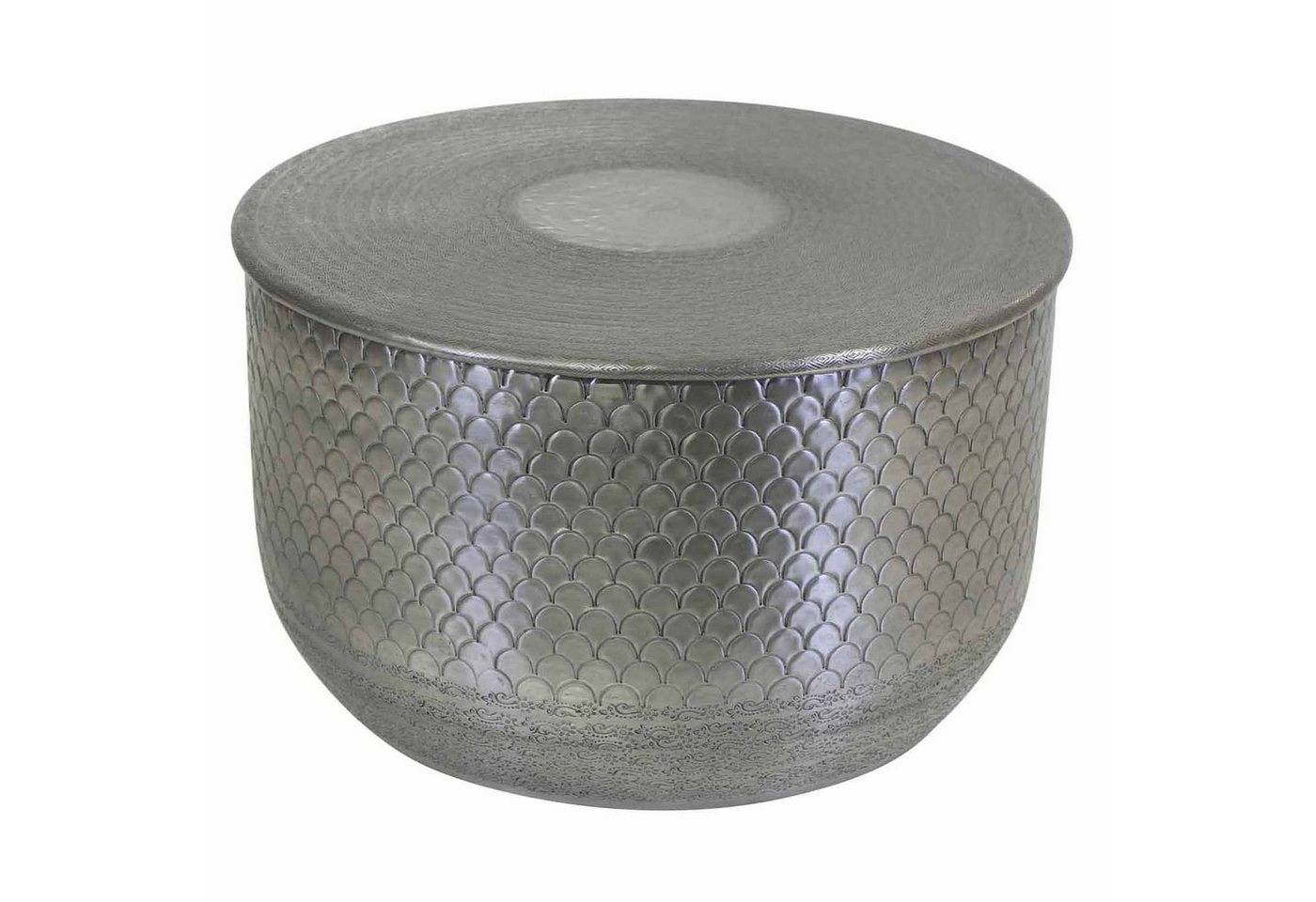Casa Moro Couchtisch Orientalischer Beistelltisch Alava Silber rund (Einzeln in den Größen M, L, XL oder im Set, Metall Couchtisch Luxus Sofatisch Kaffeetisch), Kunsthandwerk mit Hammerschlag verziert von Casa Moro