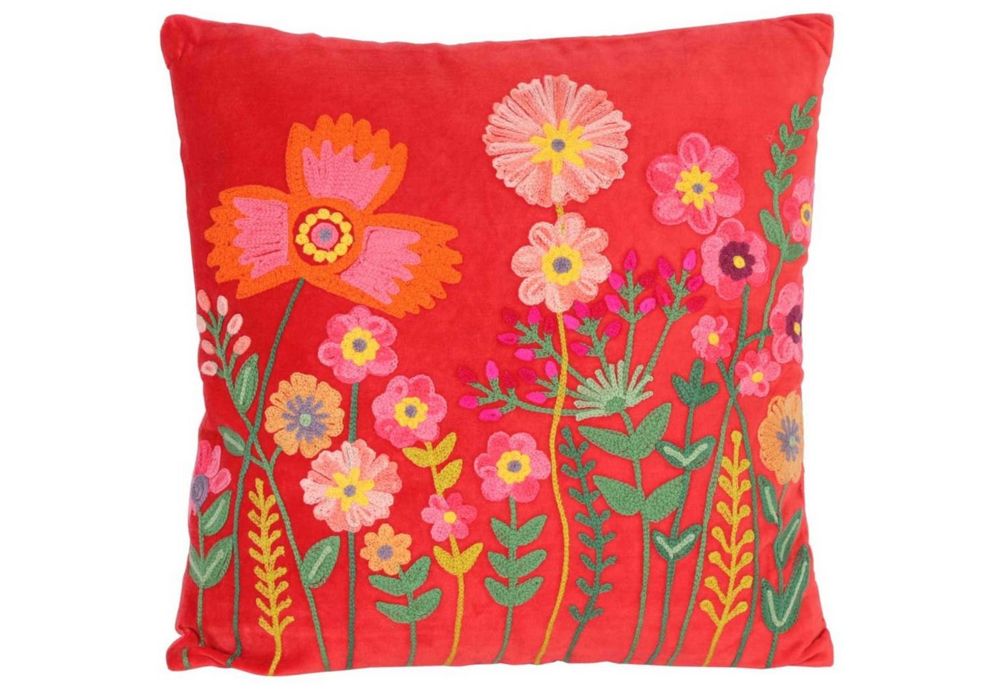 Casa Moro Dekokissen Boho Chic Kissen Livia 40x40 Blumen bestickt mit Füllung, Dekokissen mit Stickerei von Casa Moro