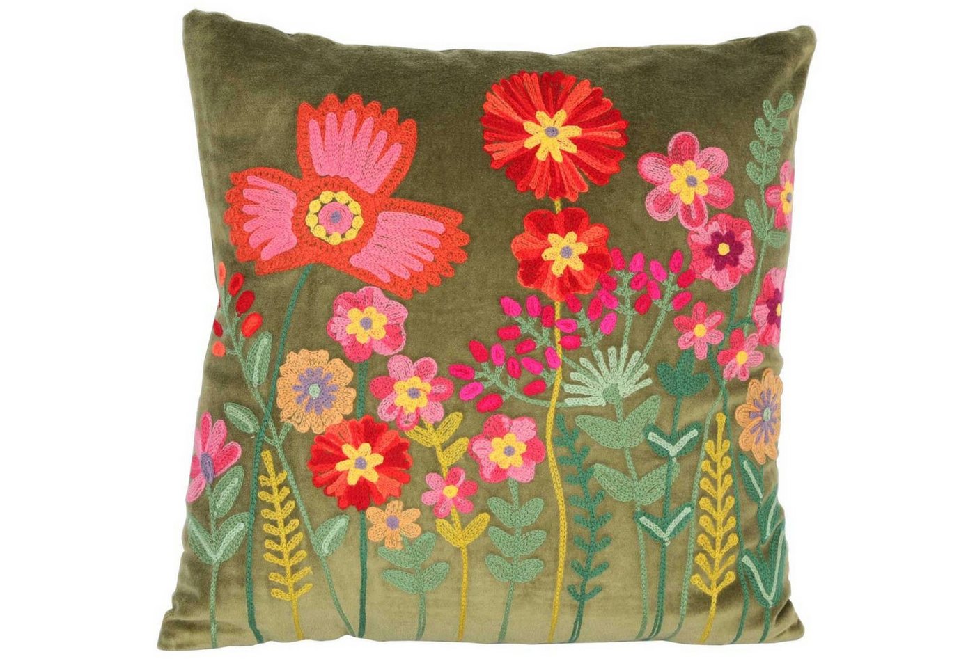 Casa Moro Dekokissen Boho Chic Kissen Livia 40x40 Blumen bestickt mit Füllung, Dekokissen mit Stickerei von Casa Moro