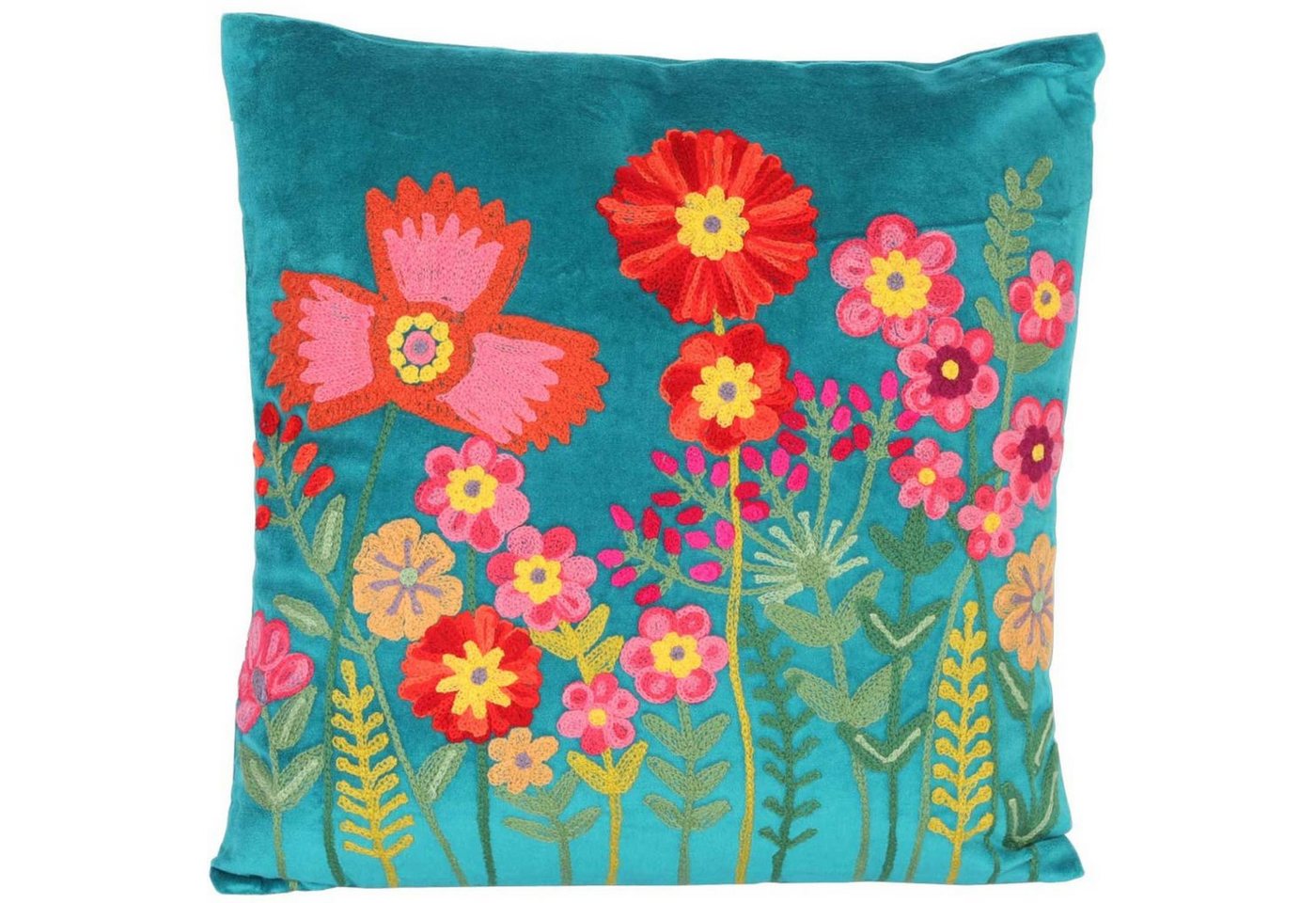 Casa Moro Dekokissen Boho Chic Kissen Livia 40x40 Blumen bestickt mit Füllung, Dekokissen mit Stickerei von Casa Moro