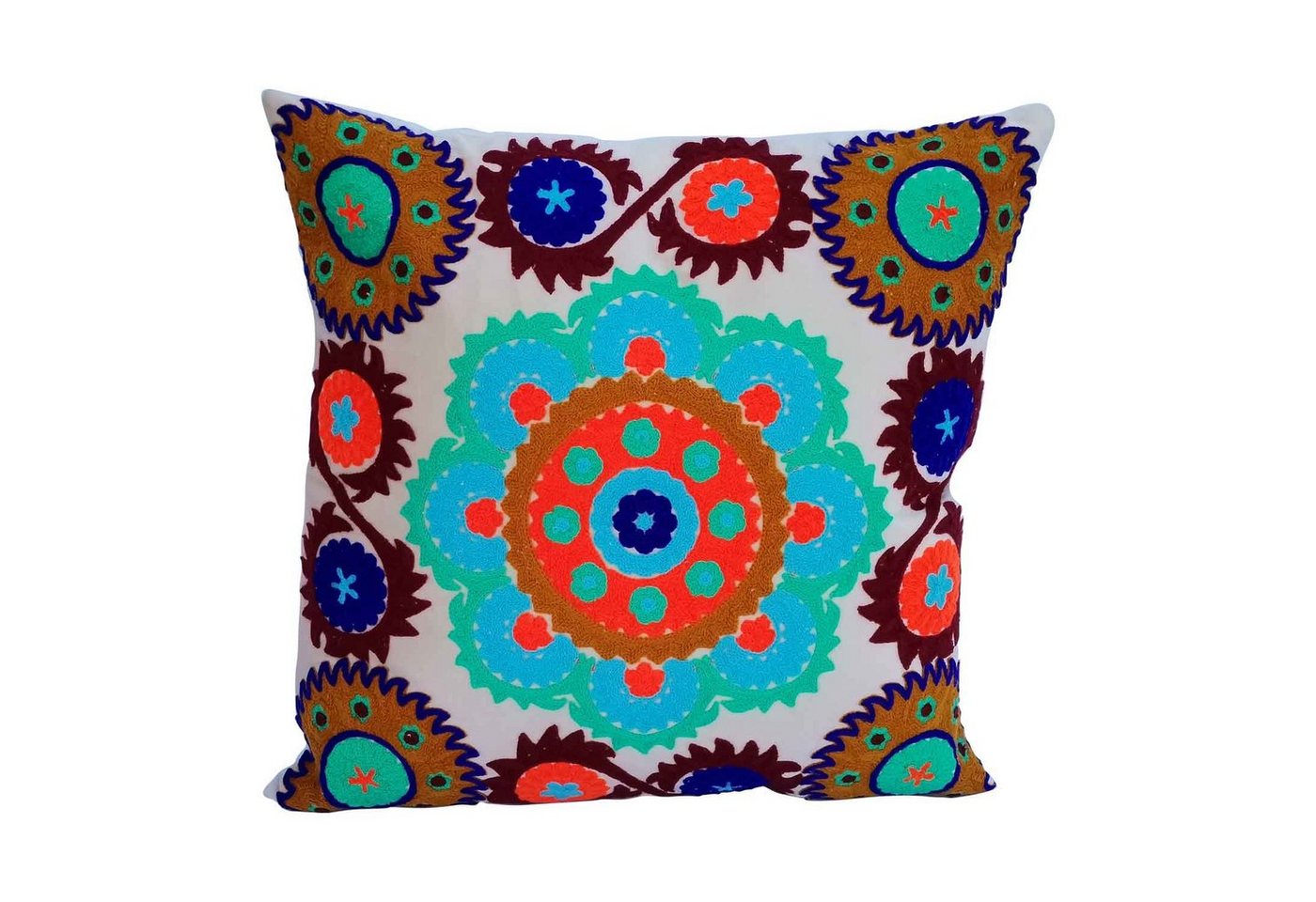 Casa Moro Dekokissen Mandala Kissen Anise 40x40 cm mit Füllung, Buntes Samtkissen MD003, Mandala, einzigartiges Design von Casa Moro