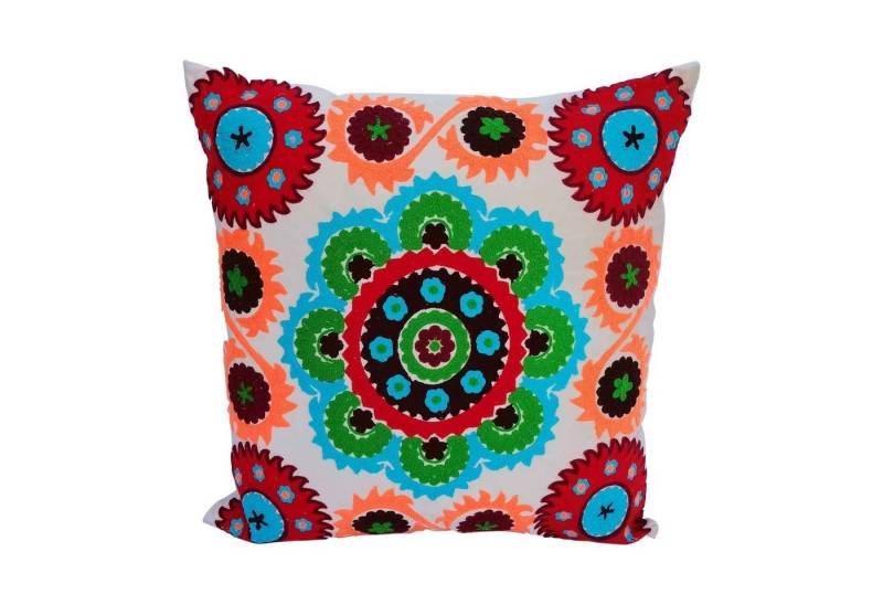 Casa Moro Dekokissen Mandala Samtkissen Kera 40x40 cm mit Füllung, Boho Kissen bestickt, buntes Couchtisch Sofakissen quadratisch Ethno Kissen von Casa Moro