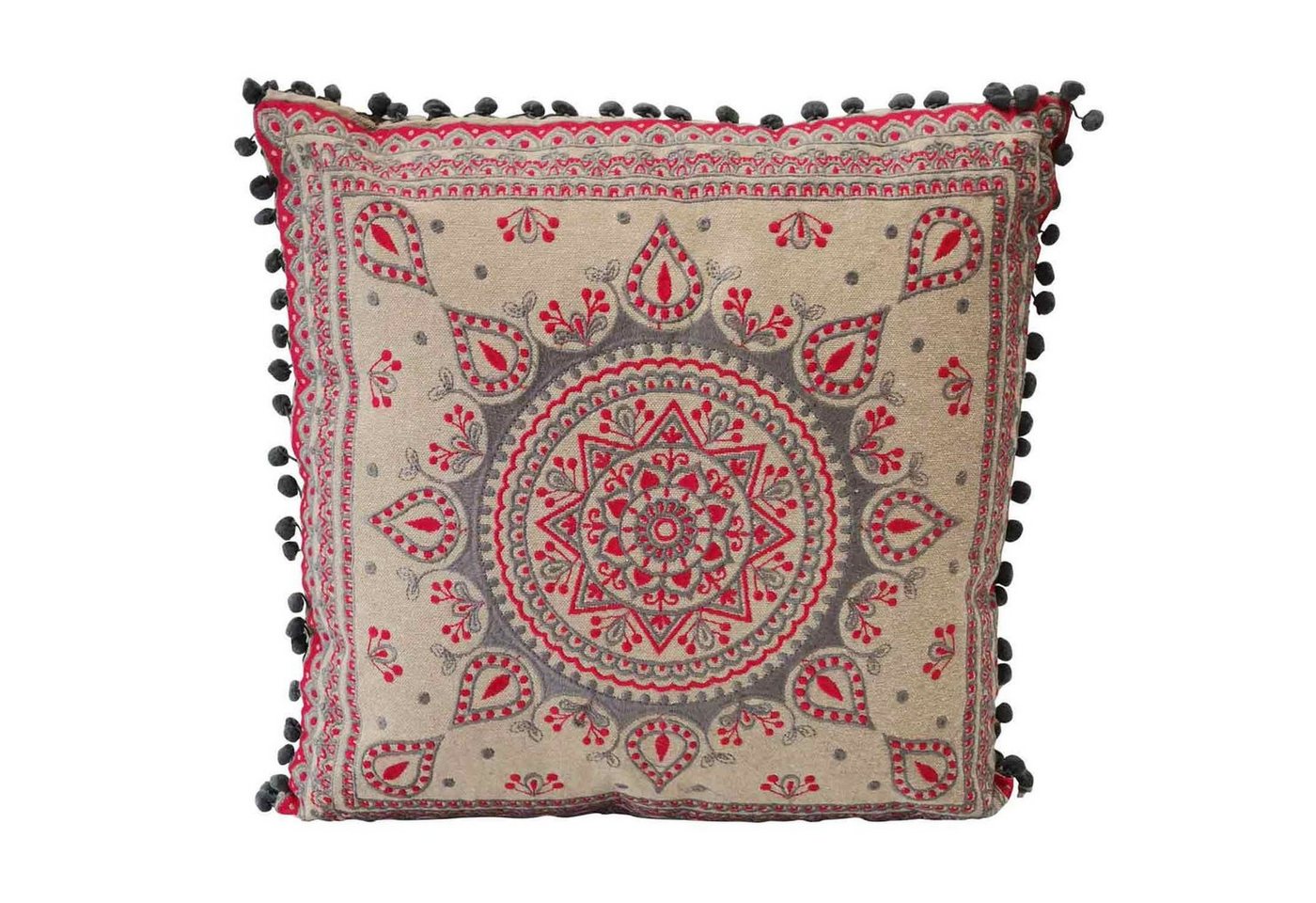 Casa Moro Dekokissen Orientalisches Ethno Kissen Taima aus reiner Baumwolle bestickt, Boho Zierkissen Mandala Kissen bunt Sitzkissen Couchkissen mit Bommeln von Casa Moro