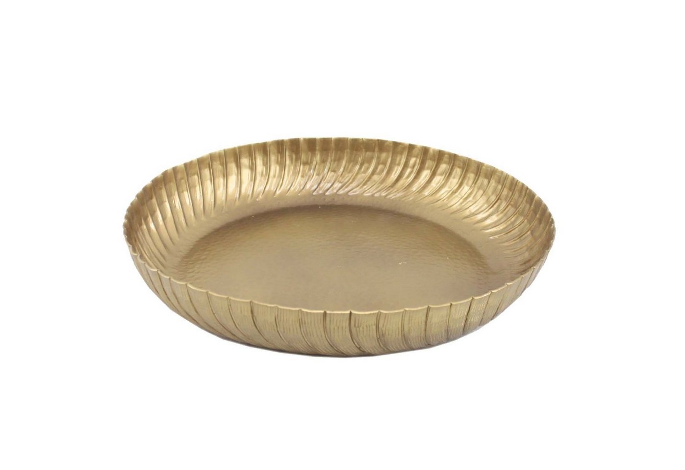 Casa Moro Dekotablett Orientalisches Gold Tablett Loubna rund Metall (massiv Aluminium mit Hammerschlag & Wellen-Rand, Boho Chic Teetablett, Designer Serviertablett), Ramadan Servierplatte von Casa Moro