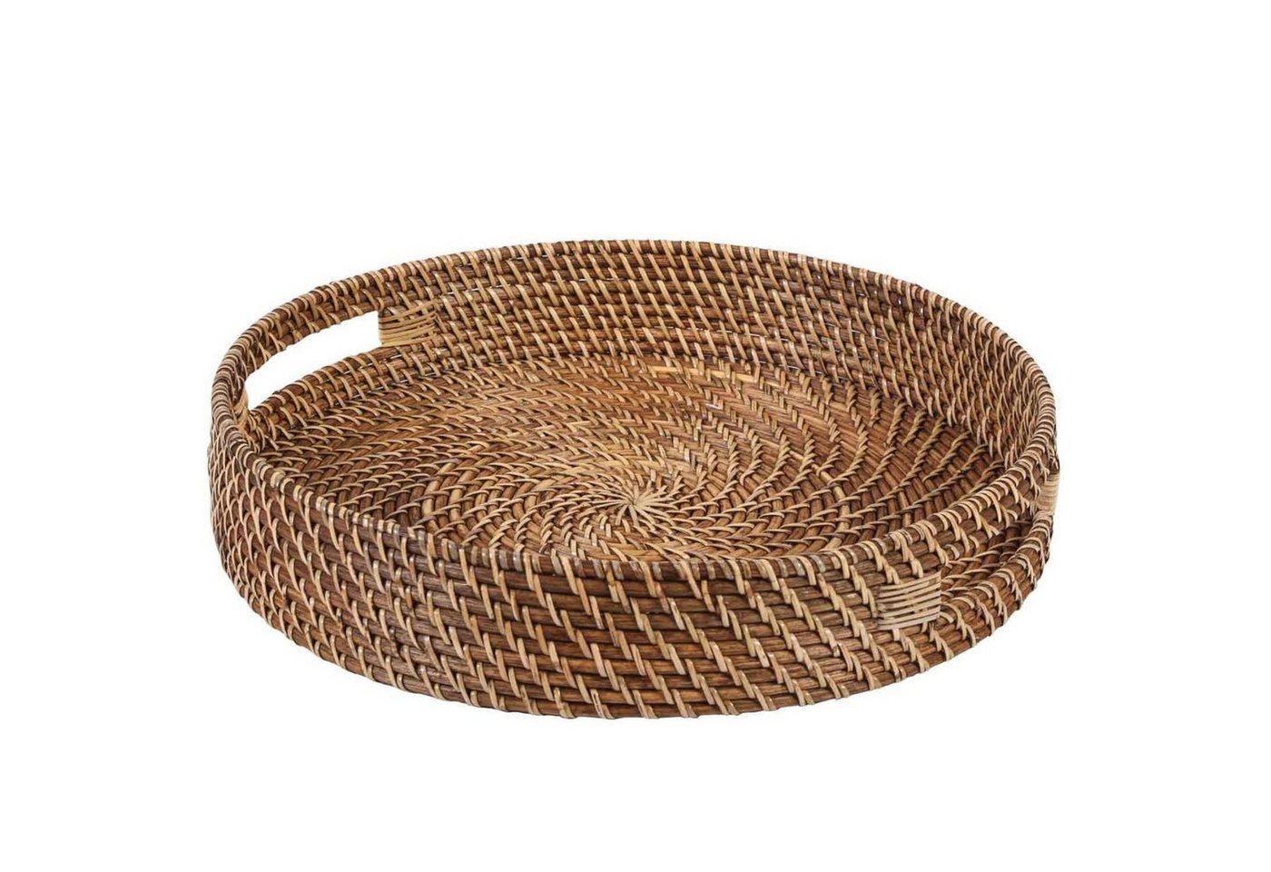 Casa Moro Dekotablett Rattan Serviertablett BEA rund mit Griffen (Servierplatte rustikal geflochten, Boho Chic Servierteller Deko-Tablett), dekoratives Tablett für Getränke, Frühstück, Tee, Service von Casa Moro