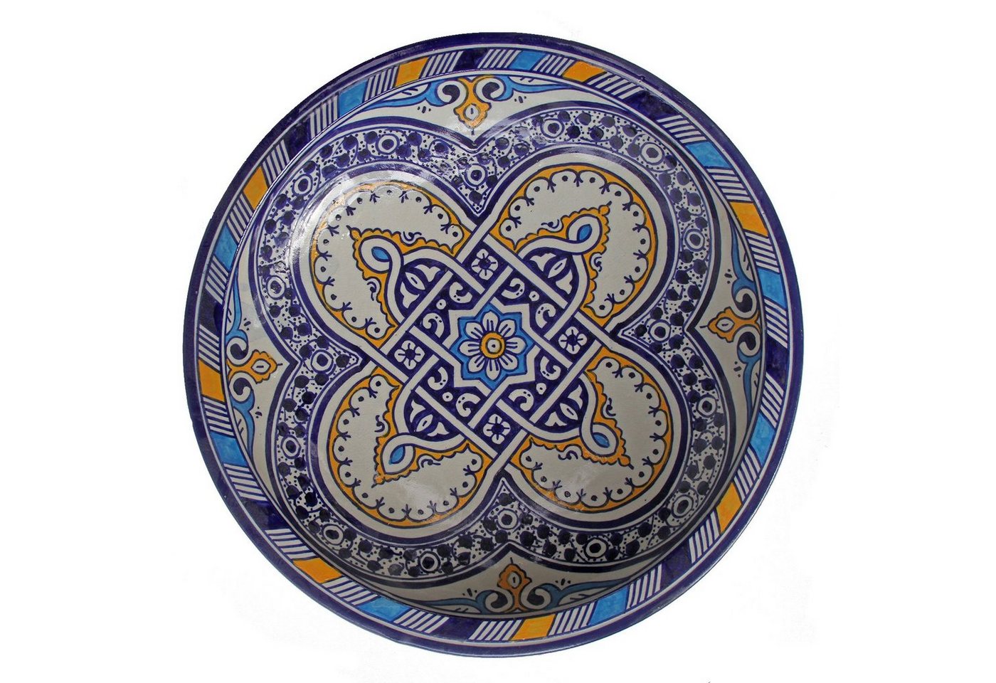 Casa Moro Dekoteller Casa Moro Orientalische Keramik Schale F023 rund Ø 34 cm bunt (Handbemalte Servierschale Handmade Schüssel Obstteller), marokkanischer Teller Salatschüssel Obstschale KSF023 von Casa Moro