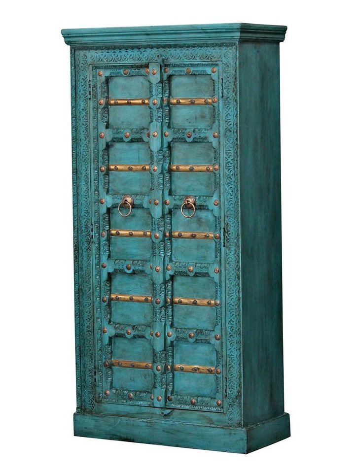 Casa Moro Drehtürenschrank Orientalischer Schrank Türkis Adna 90x40x185 cm Massivholz schmale Echtholz Hochkommode Kleiderschrank Casa Moro Drehtürenschrank Orientalischer Schrank Türkis Adna 90x40x185 cm Massivholz schmale Echtholz Hochkommode Kleiderschrank von Casa Moro