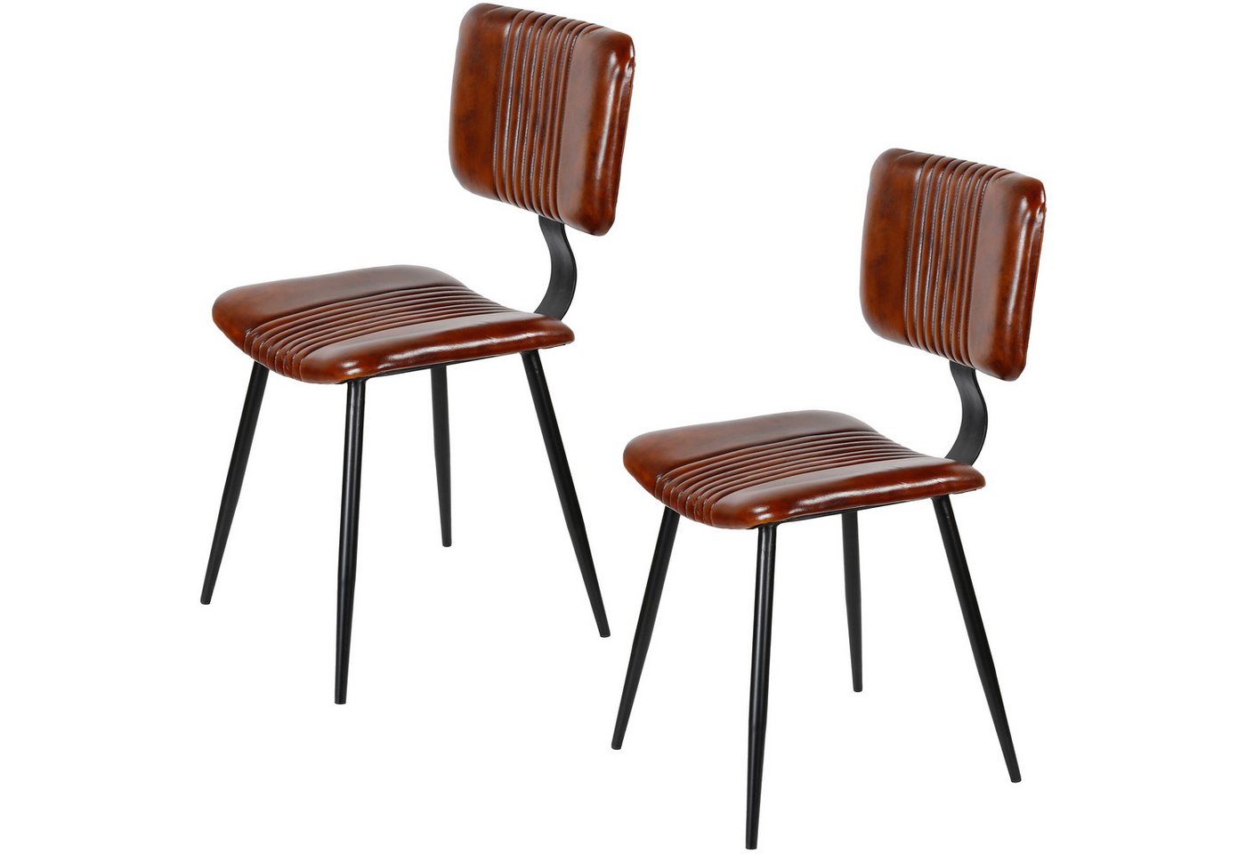 Casa Moro Esszimmerstuhl Esszimmerstühle Braun Leder Stühle 2er-Set (Schicker Echtleder Stuhl in Mid-Century Industrial Chic), Echtleder Stuhl als 2er, 4er, 6er, 8er Set Lederstühle von Casa Moro