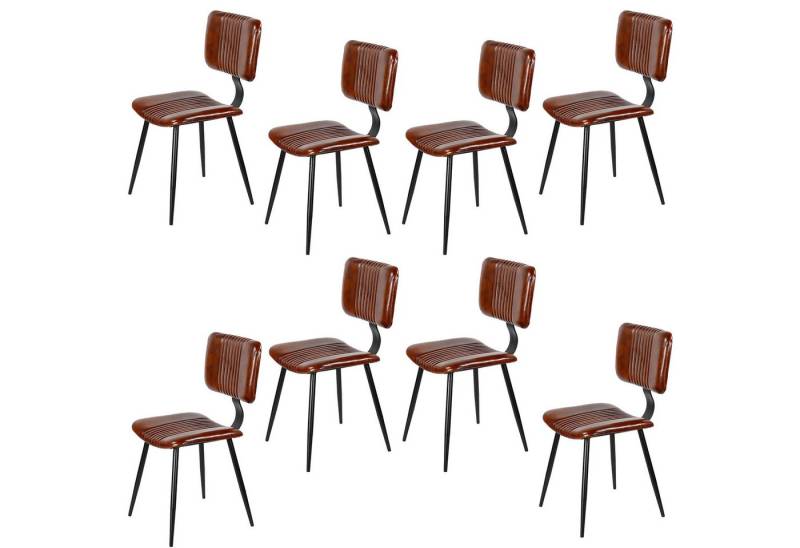 Casa Moro Esszimmerstuhl Esszimmerstühle Braun Leder Stühle 2er-Set (Schicker Echtleder Stuhl in Mid-Century Industrial Chic), Echtleder Stuhl als 2er, 4er, 6er, 8er Set Lederstühle von Casa Moro