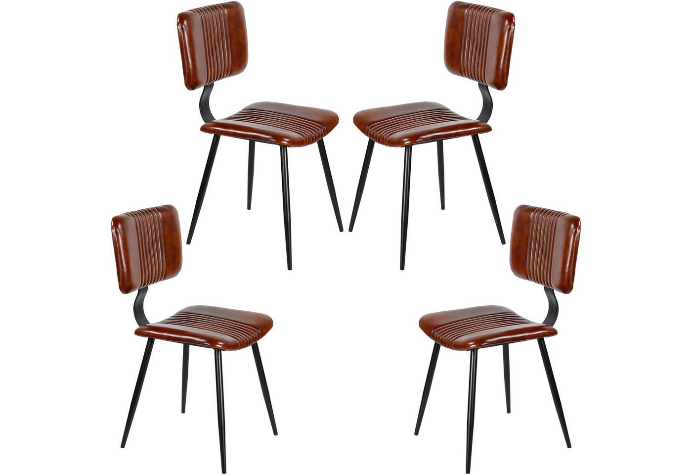 Casa Moro Esszimmerstuhl Esszimmerstühle Braun Leder Stühle 2er-Set (Schicker Echtleder Stuhl in Mid-Century Industrial Chic), Echtleder Stuhl als 2er, 4er, 6er, 8er Set Lederstühle von Casa Moro
