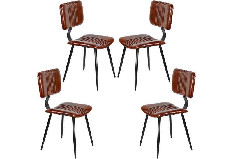 Casa Moro Esszimmerstuhl Esszimmerstühle Braun Leder Stühle 2er-Set (Schicker Echtleder Stuhl in Mid-Century Industrial Chic), Echtleder Stuhl als 2er, 4er, 6er, 8er Set Lederstühle von Casa Moro