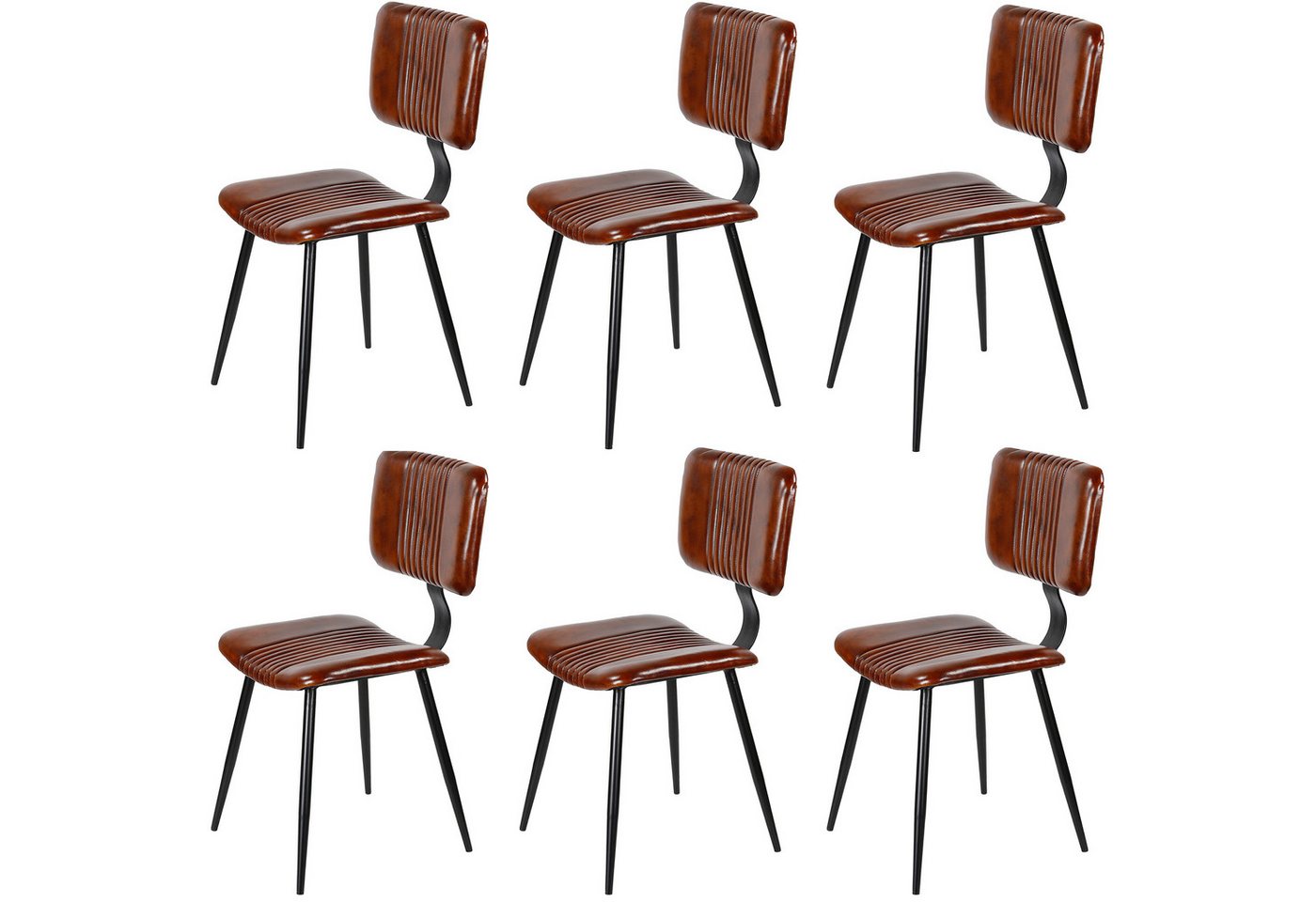 Casa Moro Esszimmerstuhl Esszimmerstühle Braun Leder Stühle 2er-Set (Schicker Echtleder Stuhl in Mid-Century Industrial Chic), Echtleder Stuhl als 2er, 4er, 6er, 8er Set Lederstühle von Casa Moro
