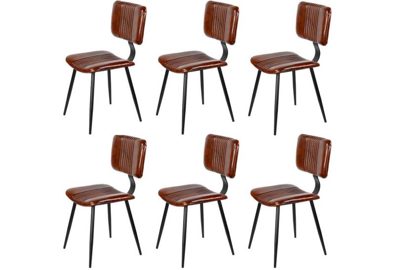 Casa Moro Esszimmerstuhl Esszimmerstühle Braun Leder Stühle 2er-Set (Schicker Echtleder Stuhl in Mid-Century Industrial Chic), Echtleder Stuhl als 2er, 4er, 6er, 8er Set Lederstühle von Casa Moro