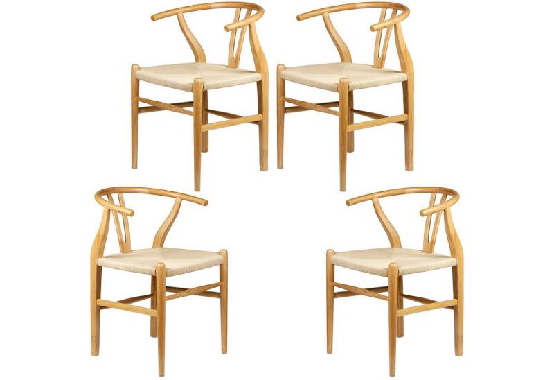 Casa Moro Esszimmerstuhl Holzstuhl mit Armlehne Beige (einzigartiger Esszimmer Stuhl Holz), Esszimmerstühle auch im 2er 4er 6er Set von Casa Moro