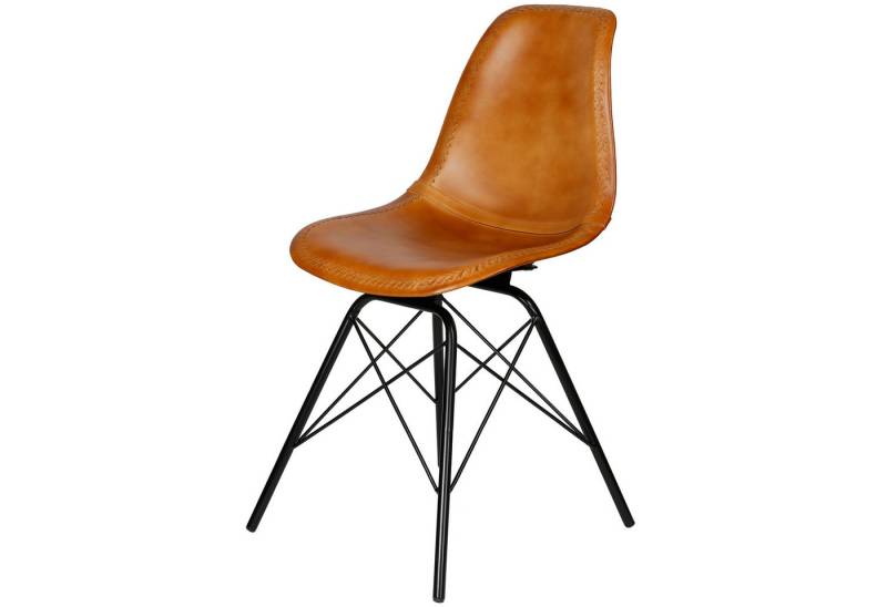 Casa Moro Esszimmerstuhl Lederstuhl Cognac Braun Schalensitz (Schicker Echtleder Konferenzstuhl Esszimmerstuhl Mid-Century Look), Echtleder Stuhl auch 2er, 4er & 6er Set Esszimmerstühle von Casa Moro