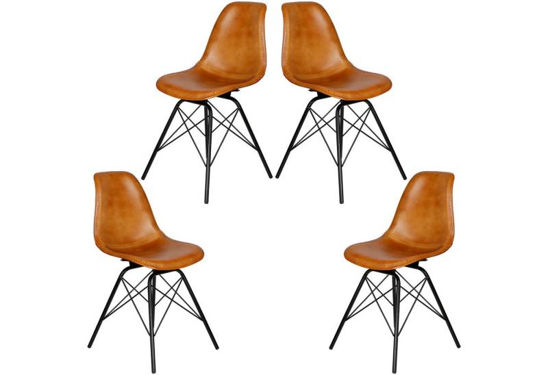 Casa Moro Esszimmerstuhl Lederstuhl Cognac Braun Schalensitz (Schicker Echtleder Konferenzstuhl Esszimmerstuhl Mid-Century Look), Echtleder Stuhl auch 2er, 4er & 6er Set Esszimmerstühle von Casa Moro