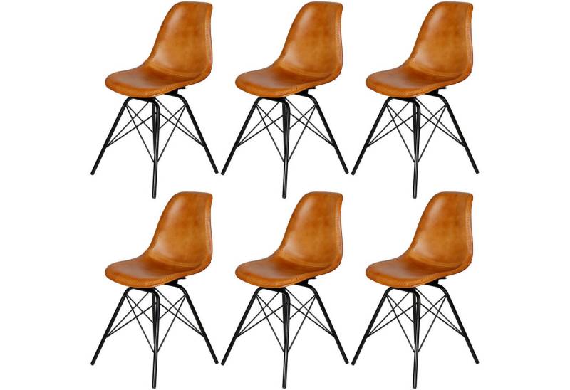 Casa Moro Esszimmerstuhl Lederstuhl Cognac Braun Schalensitz (Schicker Echtleder Konferenzstuhl Esszimmerstuhl Mid-Century Look), Echtleder Stuhl auch 2er, 4er & 6er Set Esszimmerstühle von Casa Moro