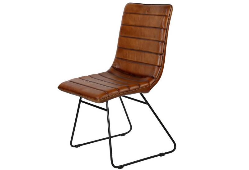 Casa Moro Esszimmerstuhl Lederstuhl Polsterstuhl Braun Echtleder Bezug (Retro Stuhl in Braun, handgefertigte Designer Esszimmerstühle) von Casa Moro