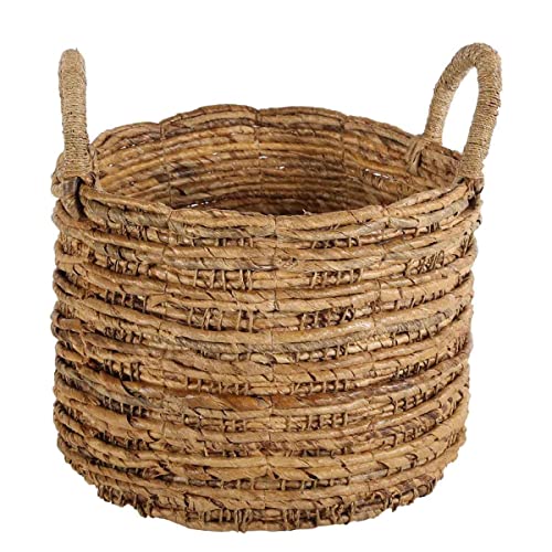 Casa Moro Flechtkorb VINA M Natur Ø 31 cm rund aus Bananenblatt geflochten | Allzweckkorb Boho Chic Wäschekorb Obstkorb Gemüsekorb Natur-Korb mit Henkel | HAR0012 von Casa Moro