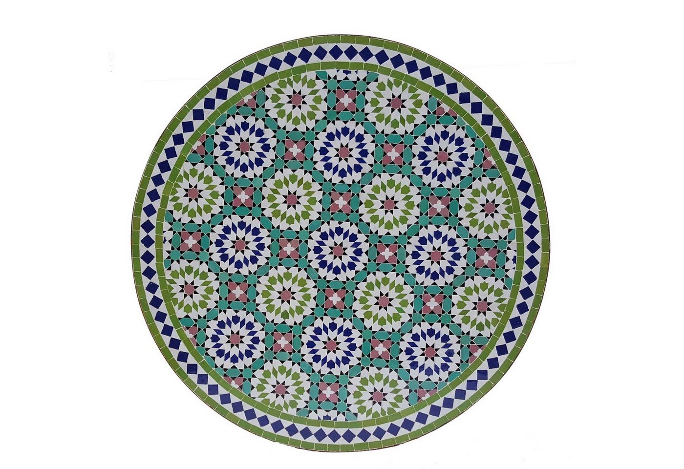 Casa Moro Gartentisch Marokkanischer Mosaiktisch D120 Ankabut Grün rund mit Eisen-Gestell (Kunsthandwerk aus Marokko), Dekorativer Gartentisch Bistrotisch Mosaik Esstisch, MT2210 von Casa Moro