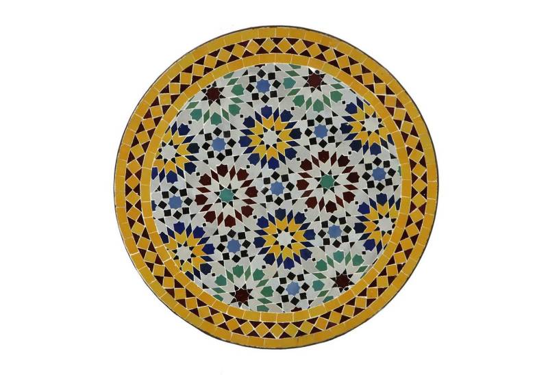 Casa Moro Gartentisch Marokkanischer Mosaiktisch Ø 70 cm Ankabut Gelb handgefertigt (Kunsthandwerk aus Marrakesch), Dekorativer Beistelltisch Balkontisch, MT2089 von Casa Moro